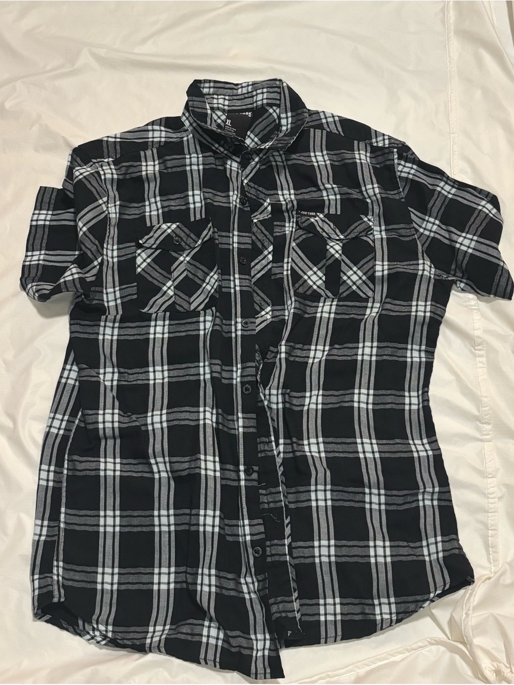 Zoo York Black & White Plaid Short Sleeve Button-Down Shirt